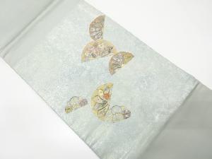 引箔　花に古典柄刺繍開き名古屋帯（額縁仕立て）